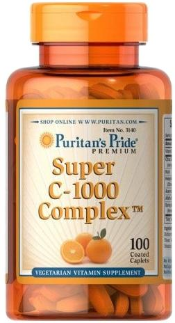 Добавка харчова Puritans Pride Super C-1000 Комплекс 100 таблеток (74312131400) - зображення 1