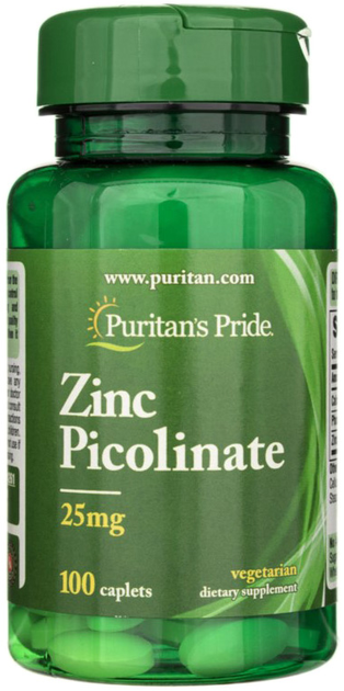 Харчова добавка Puritans Pride Піколінат цинку 25 мг 100 капсул (74312142611) - зображення 1