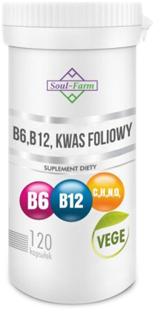 Харчова добавка Soul Farm Premium B6, B12, фолієва кислота 120 капсул (5902706732276) - зображення 1