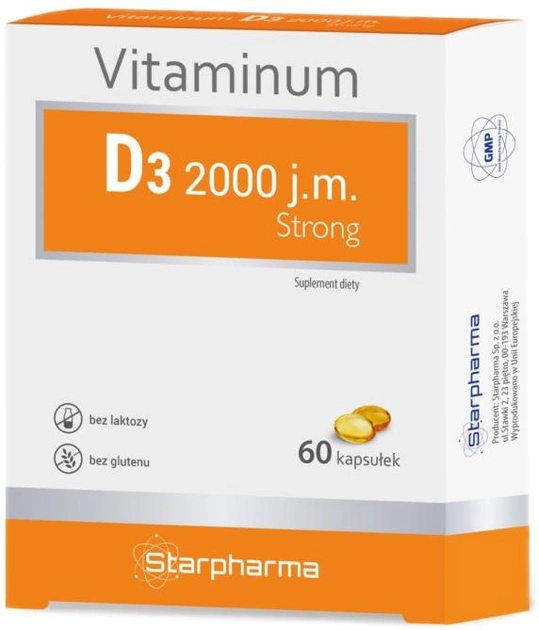 Харчова добавка Starpharma Вітамін D3 2000 JM Strong 30 капсул (5906874986936) - зображення 1