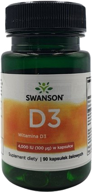 Харчова добавка Swanson Вітамін D3 4000 МО 90 капсул для імунітету (87614118321) - зображення 1