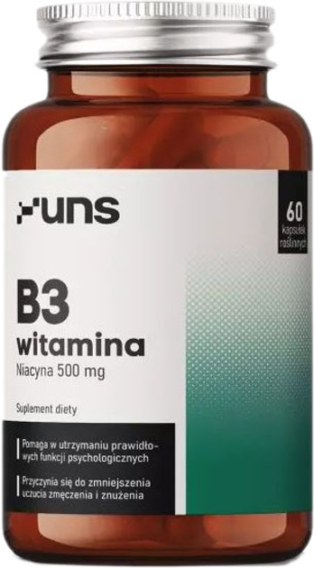 Харчова добавка UNS B3 Вітамін 60 капсул Ніацин (5904238961582) - зображення 1