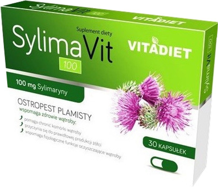Харчова добавка Vitadiet Sylimavit 30 капсул захищає печінку (5900425004049) - зображення 1