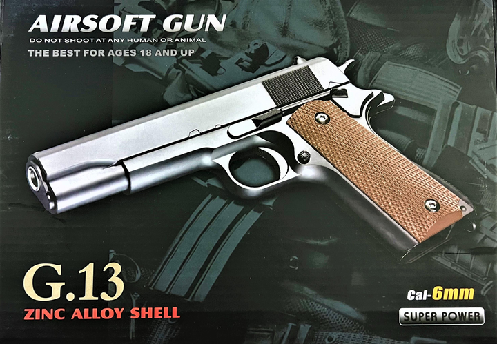 Детский страйкбольный пистолет Galaxy Colt M1911 Classic (Galaxy G13) - изображение 2