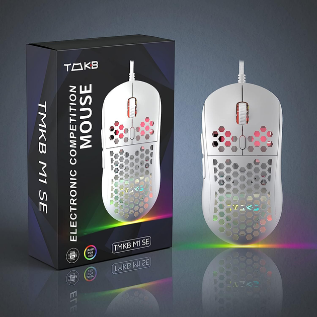 Игровая эргономичная мышь Dierya, RGB, 12800 DPI и 6 программируемых кнопок Ultra Light-75г. Цвет - Белый - изображение 8