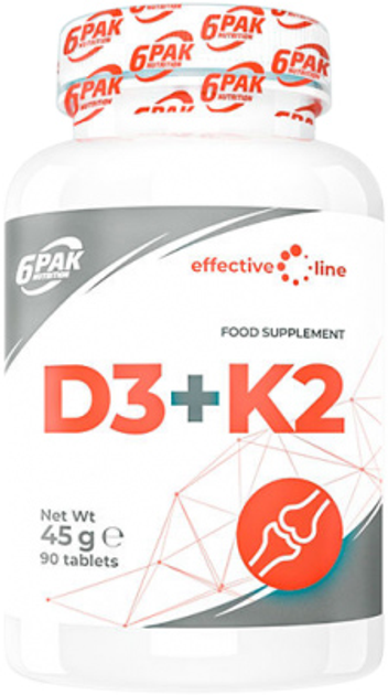 6PAK Nutrition Effective Line D3 + K2 90 tabletek (5902811804745) - obraz 1