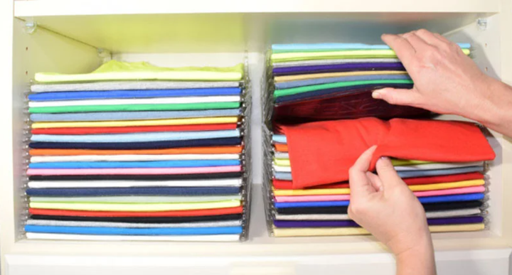 Органайзер для хранения одежды футболок Ezstax T-Shirt Organizing System 10 штук в комплекте, прозрачный - изображение 5
