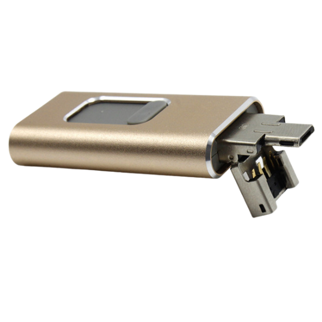 Флеш память для Apple iPhone с разъемом USB 3.0 / Micro USB / Lightning 64 GB, HighSpeed, золото - изображение 1