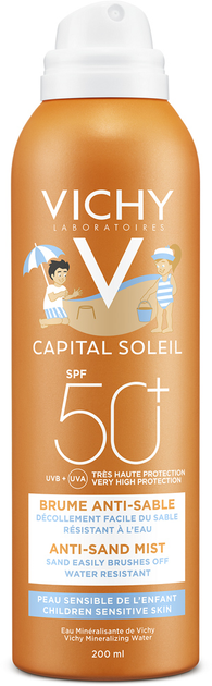 Filtr przeciwsłoneczny w aerozolu Vichy Ideal Soleil Anti-Sand Mist SPF 50+ Anti-piasek dla dzieci 200 ml (3337875558037) - obraz 2