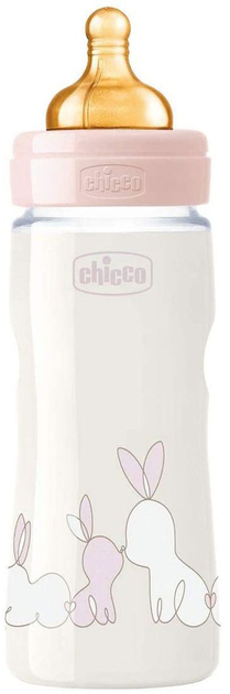 Chicco Original Touch plastikowa butelka do karmienia z lateksowym smoczkiem 4m+ 330 ml różowy (27634.10) - obraz 1