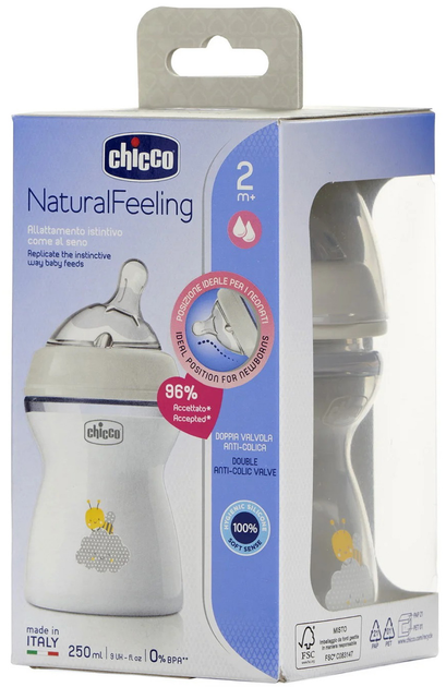 Пляшка для годування пластикова Chicco Natural Feeling c силіконовою соскою від 2 місяців 250 мл (81323.30) - зображення 8