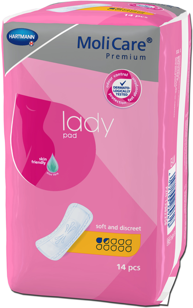 Прокладки урологічні Hartmann MoliCare Premium lady pad при нетриманні сечі 1.5 краплі 14 шт (4052199289618) - зображення 1