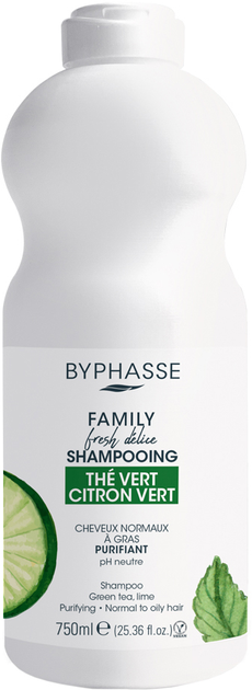 Шампунь Byphasse Family Fresh Delice з лаймом і зеленим чаєм для нормального і жирного волосся 750 мл (8436097095452) - зображення 1
