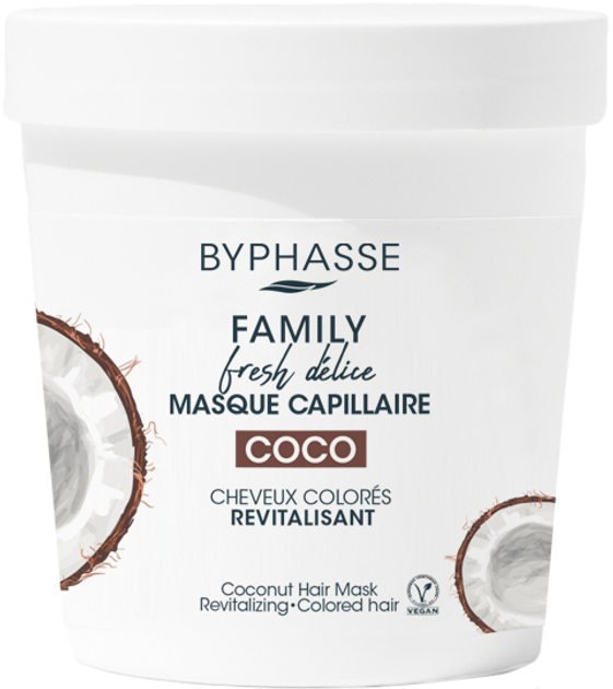 Maska do włosów Byphasse Family Fresh Delice z kokosem do włosów farbowanych 250 ml (8436097095513) - obraz 1