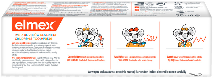 Pasta do zębów dla dzieci Elmex od 2 do 6 lat 50 ml (4007965560101) - obraz 5