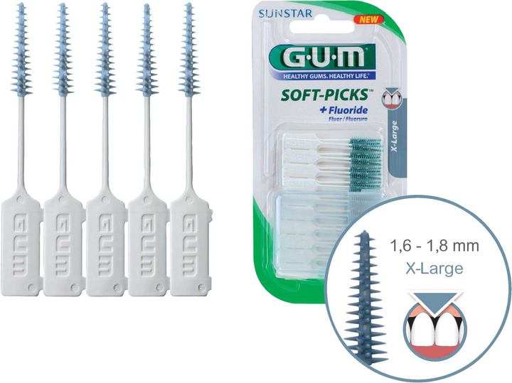 Zestaw szczoteczek międzyzębowych GUM Soft-Picks z fluorem 1,6-1,8 mm 40 szt. (7630019900942) - obraz 1