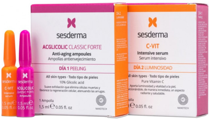 Zestaw ampułek do oczyszczania i rozjaśniania skóry Sesderma C-Vit + Acglycolic Flash 1,5 ml x 2 szt (8429979446831) - obraz 1