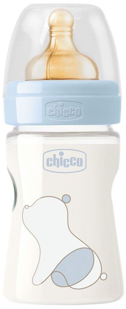 Chicco Original Touch plastikowa butelka do karmienia z lateksowym smoczkiem 0m+ 150 ml niebieski (27610.20) - obraz 2