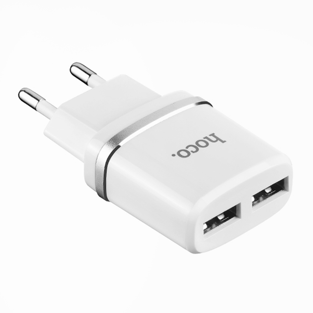 Зарядний пристрій Hoco C12, 2USB, 2.4A, Белый - Фото 1 Зарядний пристрій Hoco C12, 2USB, 2.4A, Белый - зображення 1