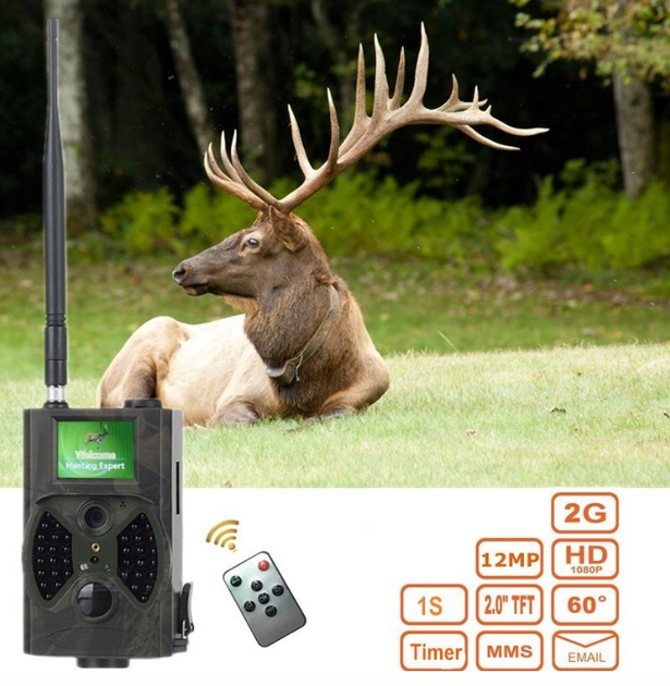 Фотоловушка Suntek HC 300M 2" дисплей, угол обзора 120°, передача данных GSM, ночная съемка, датчик движения (защитный) - зображення 1