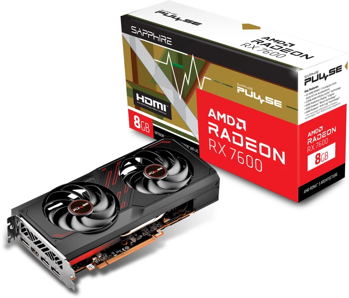 Видеокарта Sapphire PCI-Ex Radeon RX 7600 Pulse 8GB GDDR6 (128bit