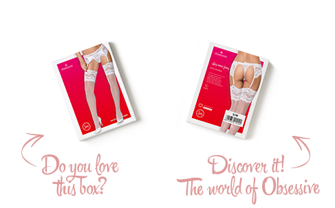 Панчохи під пояс із широким мереживом Obsessive 810-STO-2 stockings L/XL, білі - изображение 4