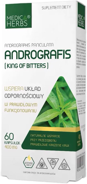 Suplement diety Medica Herbs Andrografis (King Of Bitters) 60 kapsułek (5903968202064) - obraz 1