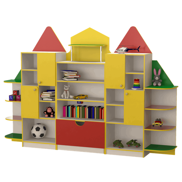 Стенка для игрушек Gap Будиночок с полками и выдвижным ящиком 2800x446x1900 мм (ДСDS369Б) - Фото 1 Стенка для игрушек Gap Будиночок с полками и выдвижным ящиком 2800x446x1900 мм (ДСDS369Б) - изображение 1