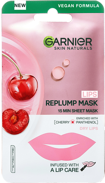 Maska w płachcie Garnier Skin Naturals nawilżająca i regenerująca suche usta 6 g (3600542413619) - obraz 1