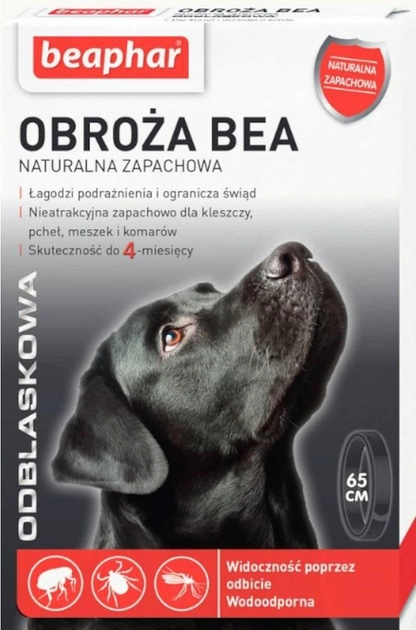 Obroża przeciw pchłom i kleszczom dla psa BEAPHAR odblaskowa 65cm (DLZBEPSMY0018) - obraz 1