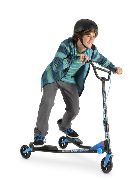 Самокат дитячий Yvolution Fliker Carver C3 Чорно-синій (810118021077) - зображення 4