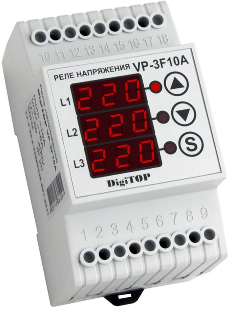 Трифазне реле напруги DigiTOP VP-3F10A - зображення 1