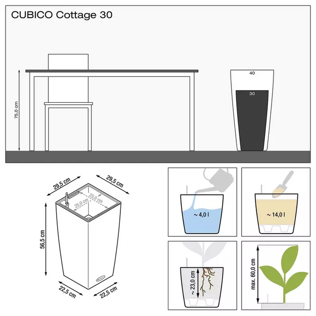 Вазон&nbsp;Lechuza Cubico Cottage 30 Мокка - изображение 10