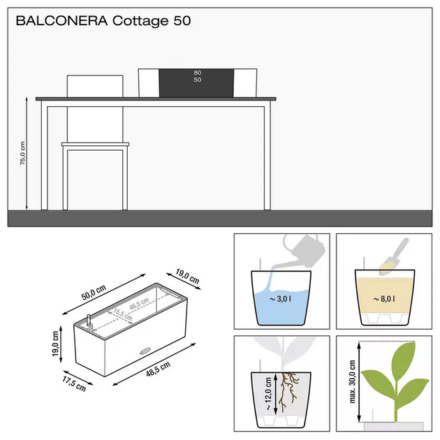 Вазон Lechuza Balconera Cottage 50 Мокка - зображення 8