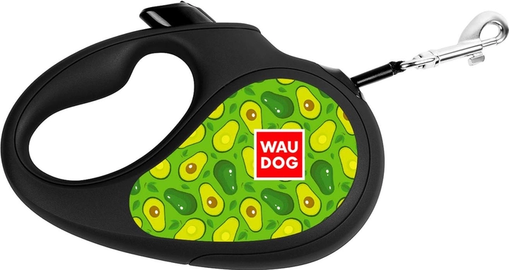 Поводок-рулетка для собак Collar WAUDOG R-leash, рисунок "Авокадо", S, до 15 кг, 5 м, светоотражающая лента (8124-0048-01) 