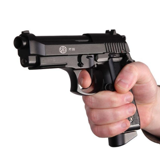 Пістолет пневматичний SAS PT99 Beretta M92 Blowback 4,5 мм BB (метал; рухома затворна рама) - зображення 3
