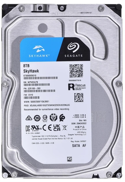 Seagate SkyHawk 8TB HDD ハードディスク Жорсткий диск Seagate SkyHawk 8TB 5400rpm 256MB ST8000VX010 3.5