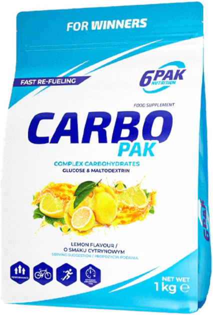 Suplement diety w proszku 6Pak carbo Pak 1000g lemon (5902811812696) - obraz 1