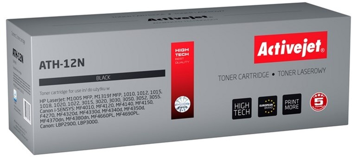 Toner Activejet Supreme do HP 12A Q2612A, Canon FX-10, CRG-703 Black (ATH-12N) - obraz 1