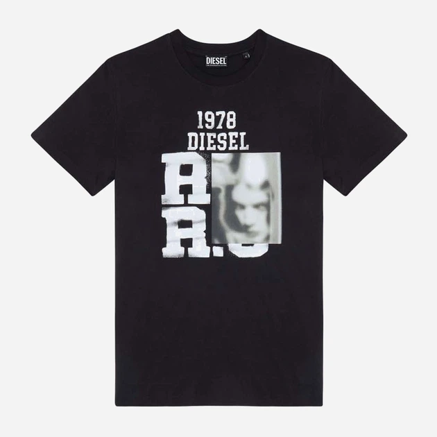 Футболка Diesel T-DIEGOR-E13 A068040CATM9XX M (4US) Чорна (8052105037797) - зображення 4