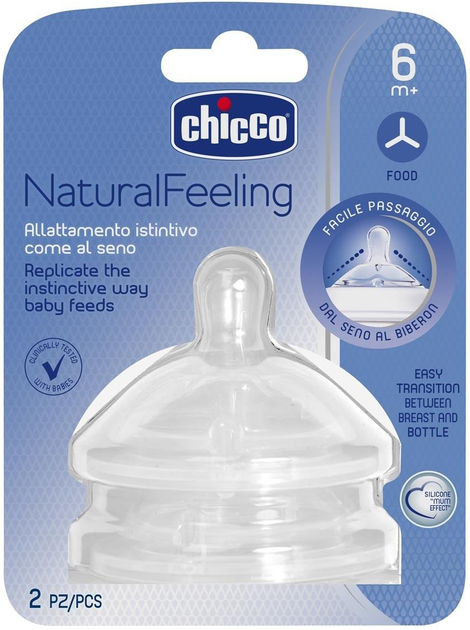 Chicco Natural Feeling silikonowy smoczek do owsianki 6m+ 2szt (81057.20) - obraz 1