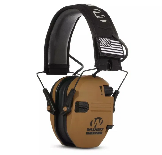 Активні навушники для захисту органів слуху Walkers Razor звукоізолюючі та шумозаглушувальні складані з металевим оголів'ям складні Койот (Kali) - зображення 1