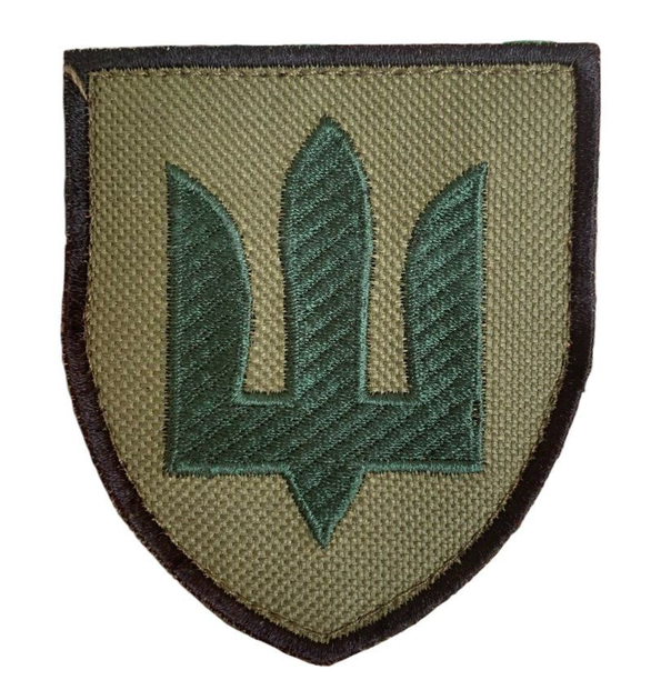 Шеврони "Тризуб ЗСУ зелений" з вишивкою хакі - зображення 1