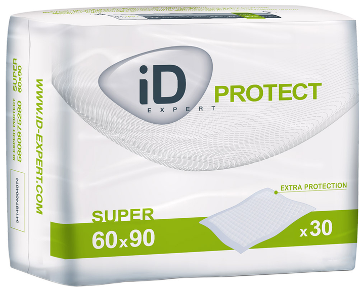 Одноразові гігієнічні вбирні пелюшки іD Protect Consumer CEE Super 60x90 см 30 шт (5411416047940) - зображення 1