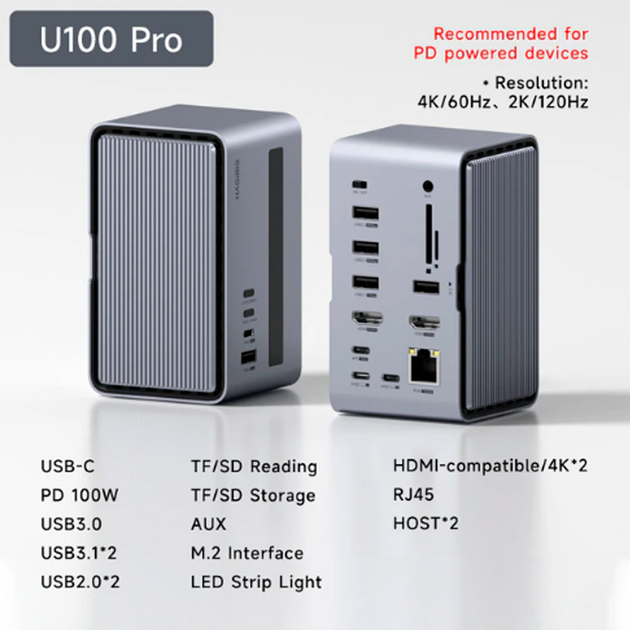 Док-станция Hagibis U100 Pro 100W для Macbook Pro Серый (1012-634-00 ...