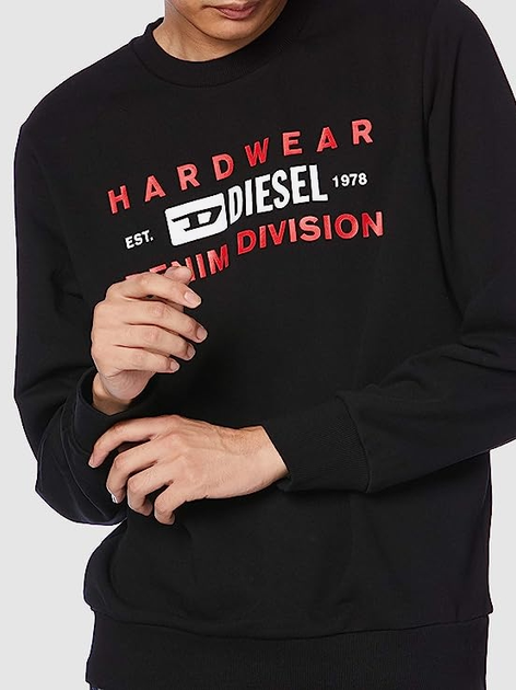 Bluza bez kaptura męska Diesel S-GIRK-K10 A00320RHATY9XX S (3US) Czarna (8059038537974) - obraz 4