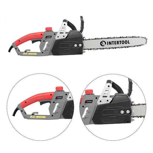 Пила ланцюгова електрична INTERTOOL DT-2202, в комплекті з робочими рукавичками - зображення 5