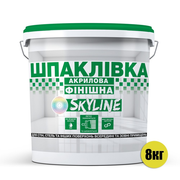 Шпаклівка акрилова фінішна. готова до застосування. для внутрішніх та зовнішніх робіт SkyLine Білосніжна 8 кг (45963809_rozetka) - зображення 2