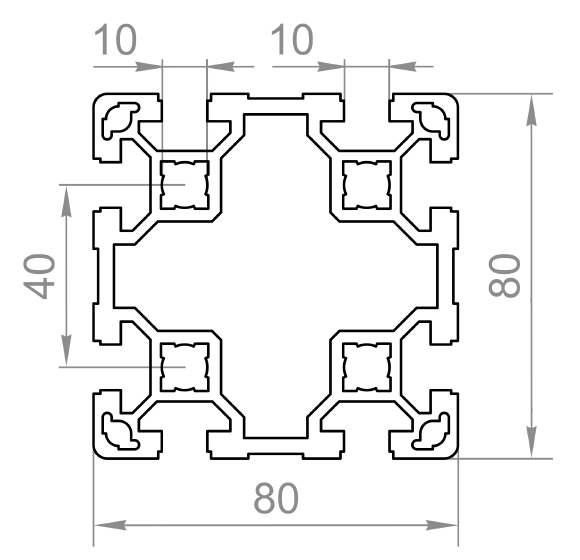 Алюмінієвий верстатний профіль 80х80 2-пазовий анодований – фото ...