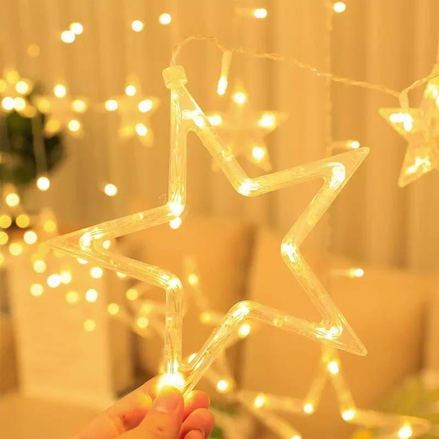 Гирлянда Xmas 12 звездочек 200L Тёплый белыйCopper curtain ball lamp WW ...